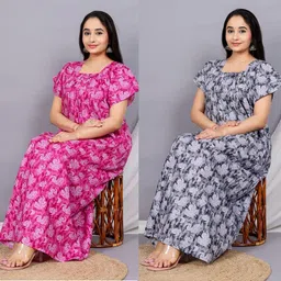 nayra enterprieses Pack of 2 Women Nighty image 1