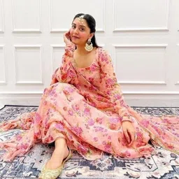 varni fashion Georgette Semi Stitched Anarkali Gown image 4