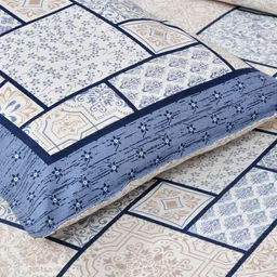 mafatlal Blue Geometric 210 TC Cotton King Sized Bed Sheets with 2 Pillow Covers image 5