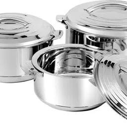 Mithali ® Steel Double Insulated Hot Pot Set of Pack of 3 Cook and Serve Casserole Set-picture-17