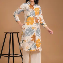 saanwri Women Floral Print Pure Cotton A-line Kurta image 3