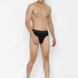 Peter England Men Black Solid Pack of 2 Cotton Briefs PEBFMRGBQ54369-Black image 2