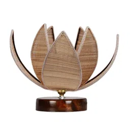 Devansh Beige Table Colored Textured Abstract Shaped Wooden Lamp image 5