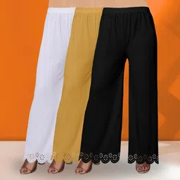 coolzy creation Pack of 3 Women Straight Fit Multicolor Lycra Blend Trousers-picture-10