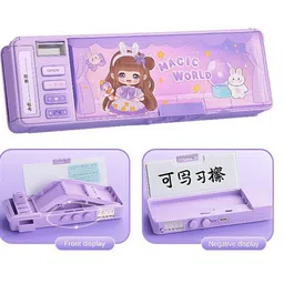 k3nterprises Magic World Password Pencil Box for Girls with Dual Lock magical world Art Plastic Pencil Box image 1