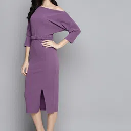 sassafras Women Sheath Purple Midi/Calf Length Dress image 3