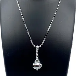 yashvedastore Shree hanuman ji ka gada silver plated finishing chain original Silver Alloy Pendant Set image 2