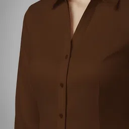 prieto Women Regular Fit Solid Button Down Collar Formal Shirt image 4