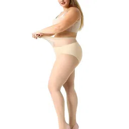 neska moda Women & Girls Premium Plus Size/Over Size Transparent Nylon Grey Panty Hose Stockings (Waist Size: 36 to 46 inches) image 2