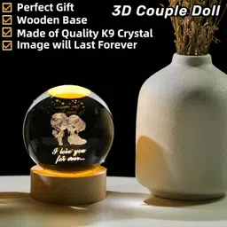 shopogenix 3D Lovers Crystal Ball Night Light, 6cm (2.4 inch) LED Solar System Crystal Ball Night Lamp image 2