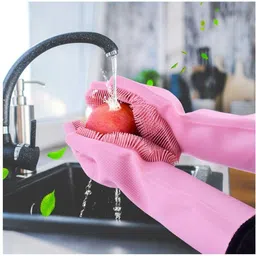 ablue clipper Silicone Kitchen Magic Gloves for Dishwashing Rubber Dish Washing (1 Pair) Wet and Dry Glove Set image 4