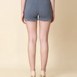 freedomfashion Solid Women Denim Grey Denim Shorts image 2