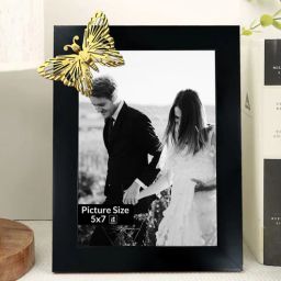 art street Black Table Photo Frame With Golden Metalic Butterfly d cor-picture-4