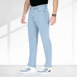m q denim Men Straight Fit Mid Rise Light Blue Jeans image 4