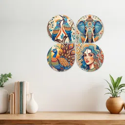 artvibes Nature Mdf Wooden Wall Hanging Handcrafted Decorative Bedroom Items (WH_8458N) Pack of 4 image 2