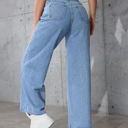 vk fashion Women Straight Fit High Rise Light Blue Jeans image 2