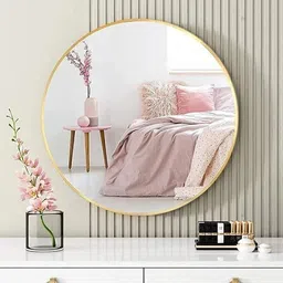 krelix 24" x 24" Glass Round Decor Wall Mounted For Bathroom, Bedroom, and living Room Bathroom Mirror-picture-37