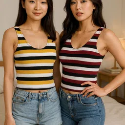 tapasya fashion Party Sleeveless Solid Women Multicolor Top image 1