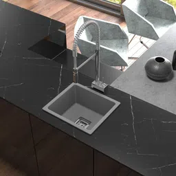 meta Quartz Sink - 21 x 18 x 8.5 In, 10mm Thickness - Heavy - Duty Premium Quality 21X18GREY Top Mount-picture-20