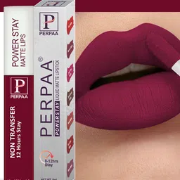 PERPAA Set Of 4 Dark Maroon Bindi Flaps & Power Stay Non Transfer Lipstick - Maroon image 4