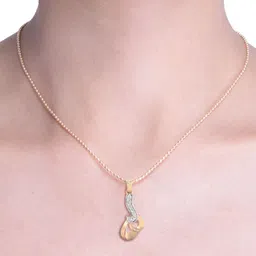 KUBERBOX 18K Gold Diamond-Studded Twisted Simplicity Pendant- 1.6 gm image 4