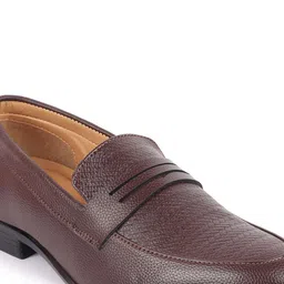 FAUSTO Men Textured Formal Slip-On Loafers image 2