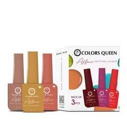 Colors Queen Set of 3 Affair Long Lasting & Chip-Resistant Matte Nail Lacquer - 13 ml each image 3