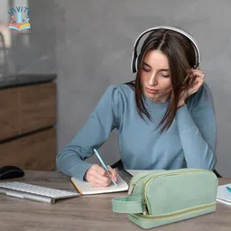 worshiper Large Capacity 4 Compartment Pencil Pouch with Zipper and Handle Geometry Box image 5