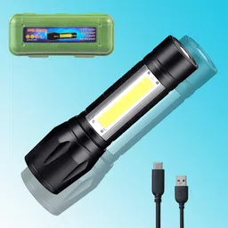 regals choice Ultra Bright Mini Rechargeable Torch Pocket Size Zoom Flashlight 5 hrs Torch Emergency Light-picture-33