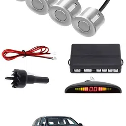 intenzo Universal 4 Silver Reverse Parking Sensor With LED Display For Cars-310 Safety of Passengers/Car One Alarm Kit-580 Parking Sensor image 1