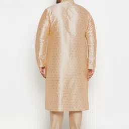 VASTRAMAY Men Plus Size Geometric Woven Design Mandarin Collar Kurta With Churidar image 5