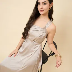 aayu Women A-line Silver Midi/Calf Length Dress image 4