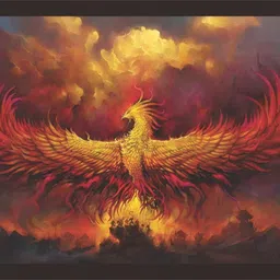 Phoenix Bird Oil 12 inch x 18 inch Painting-image-4