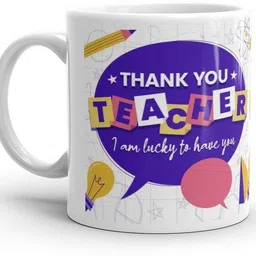 dezzbee Thankyou Teacher I Am Lucky To Have You Glossy Printed Ceramic Coffee Mug image 3