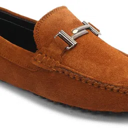 louis stitch Tan Suede Leather Casual Loafers for Men (ITSUD) Size 6 Loafers For Men image 2