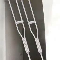 storewellcare Mobility SILVER Height Adjustable 2Pcs Ultralight Underarm Crutch Medical Reacher & Grabber image 1