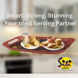 sp siti plast Floral Printed Serving Tray Set of 3 | Premium Multipurpose Kitchen & Dining Tray Serving Set image 3