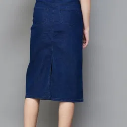 pinkclap fashion Women Solid Straight Blue Skirt image 2