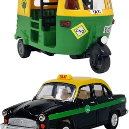 miniature mart Small Size Set of 2, Auto Rickshaw & Ambassador Taxi Car Toys For Kids , and Vehicle Showpieces.-picture-33