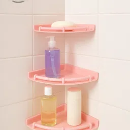 harigario Bathroom Corner Shelf – Set of 3 Plastic Wall Shelf image 2