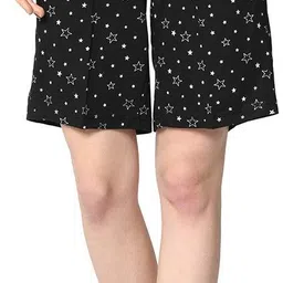 mack jonney Printed Women Black Regular Shorts image 1