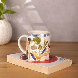 the kumhar kala Kumhar Kala Ceramics Set of 2 | 300ML Handmade Blue Leaf Tea Cups Ceramic Coffee Mug image 4