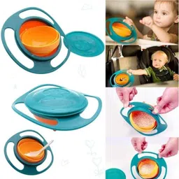 hdcare Portable Non Spill Feeding Toddler Gyro Bowl 360 Degree Rotating Dish- Plastic image 2