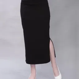 fashionez Women Solid Pencil Black Skirt-picture-13
