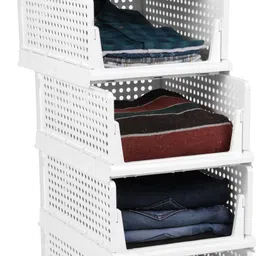 finner Plastic Foldable and Stackable Closet Drawer Organizer for Clothes (Pack of 5) PVC Collapsible Wardrobe image 2
