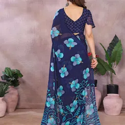 anand sarees Floral Print Daily Wear Georgette Saree image 3