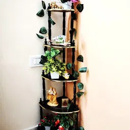 shree enterprises Wooden Corner, Floor Standing, Multipurpose Rack, Corner, 5-Tier Corner Rack Wooden Wall Shelf image 5