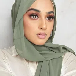 golden girls fashion Solid Georgette Women Light Green Scarf image 2