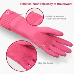 donizard Reusable Household Gloves, Kitchen Gloves, Long Sleeve Rubber Safety Gloves image 2