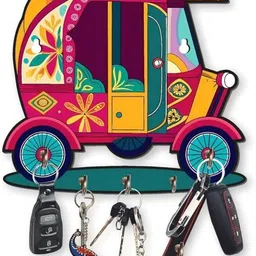 arshika enterprises Designer Indian auto Rickshaw Key holder Wood Key Holder-picture-18